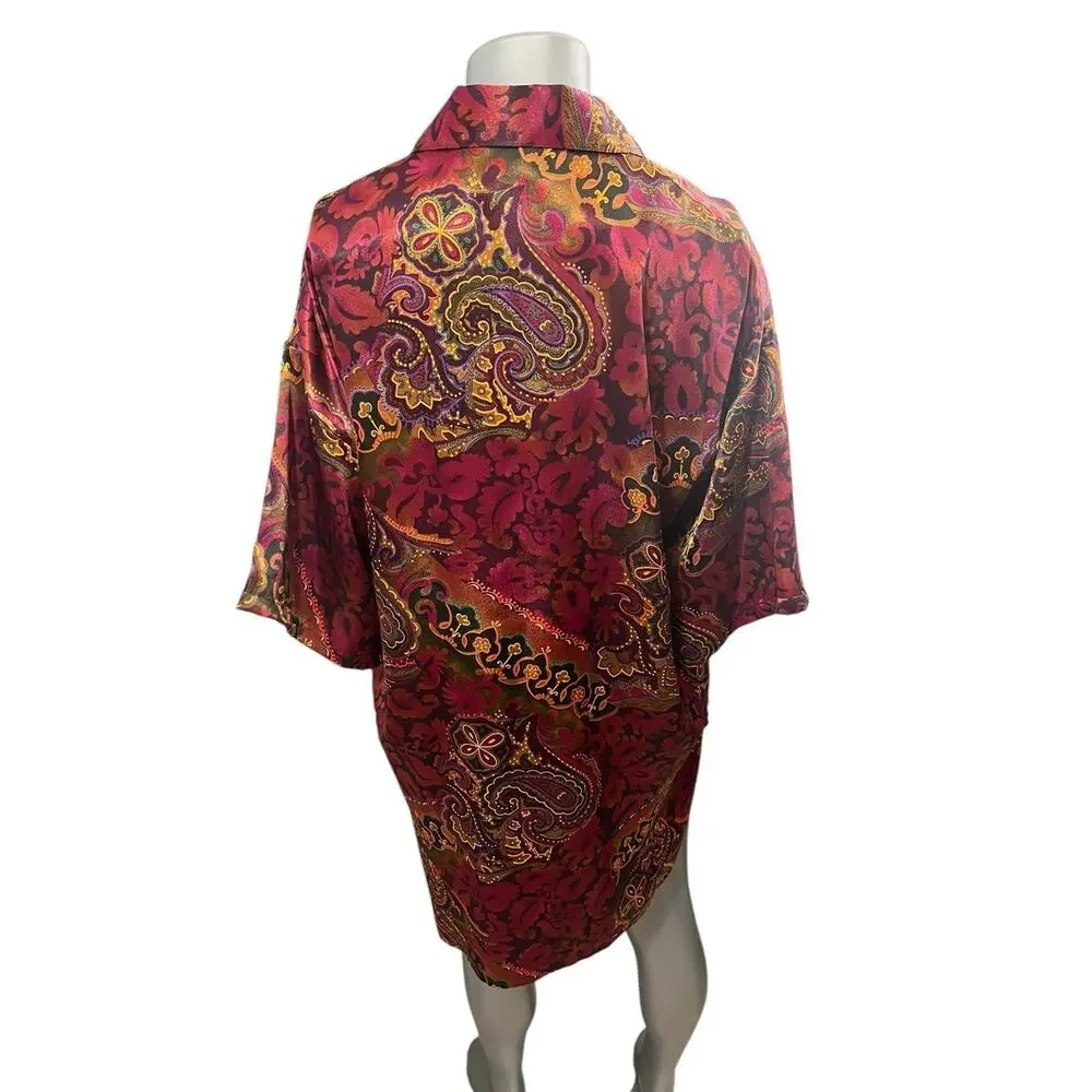 Vtg Victoria's Secret Gold Label Paisley Sleep Shirt L Nightgown Loungewear y2k